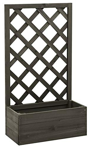 Kavolet traliccio da giardino con fioriera, traliccio da giardino in legno di abete massiccio, con fioriera e supporto per rampicanti, bellezza per il vostro giardino, 50 x 25 x 90 cm