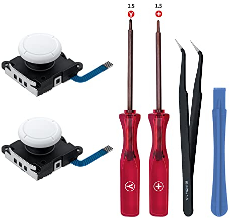 Tolesum Joysticks Analogiques 3D de Remplacement pour Manette NS Switch/Switch OLED Joy-Con/Switch Lite,Thumb Stick Capuchons de Stick avec Tournevis Kit d'outils de Reparation-Blanc Pas pour Switch 2
