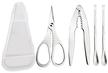 Juegos de herramientas for mariscos de acero inoxidable, kit de herramientas for mariscos de acero inoxidable que incluye galletas for mariscos Tijeras for mariscos Tenedores y picos for mariscos for