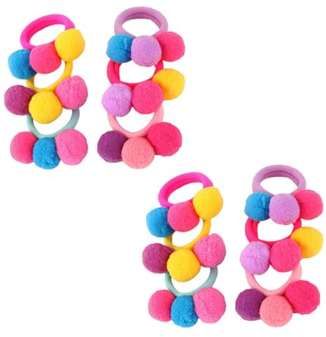 Beavorty 12 Stück Elastische Pompon Haargummis Für Mädchen Weiche Kinder Haarschmuck Haarbänder Für Alltag Party Und Festliche Anlässe