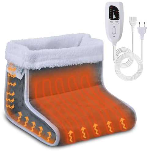 Volenx Elektrischer Fußwärmer mit 6 Temperaturstufen & 4 Timer, Flauschiger Flanellstoff, Abschaltautomatik & Überhitzungsschutz, Ideal für kalte Wetterbedingungen