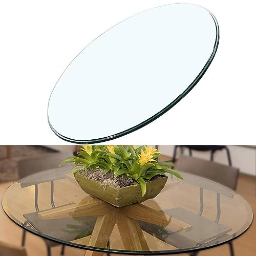 SAGIDAR Rund Tischplatte Glasplatte Glasscheibe Rund Glasplatte Ersatzteil, Runder Esstisch Gehärtetes Glas Scheibe, Glasplättchen Rund Transparent