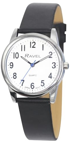 Ravel Plus - Extra Long Life Unisex-Alltagsuhr mit Mikrofaser-Lederarmband - Analog Quarz (Japanisch)