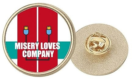 Misery Loves Company Art Deco Brosche, rund, Metall, goldfarben, M, Metall