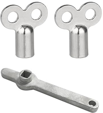 1 Stainless Steel Radiator Handle, 2 Bleed Valve Keys, Long Square Key Wrench, Radiator Vent, Controls and Accessories, Suitable for Most Heaters, Heaters