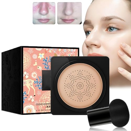 Wonderninelife Beauty Cream,Beauty Linasi Clear Cover Beauty Cream,Mushroom Head Air Cushion Cc Cream,Beauty Cream Mushroom Head Makeup Brush,Beauty Cream Foundation Waterproof (Nature B)
