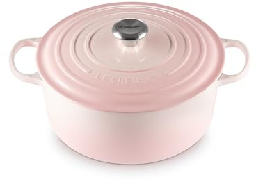 Le Creuset Signature Gusseisen-Bräter mit Deckel, Ø 28 cm, Rund, Für alle Herdarten und Induktion geeignet, Volumen: 6,7 l, 6,125 kg, Shell Pink, 21177287774430