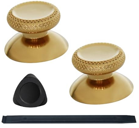 VRbrother 2PCS Metal Thumbsticks Replacement Compatible for Meta Quest3,quest3S,Oculus Quest2,Quest Pro Left and Right Controllers,VR Accessories Replacement Part Thumb Grip Cap Cover(Gold)