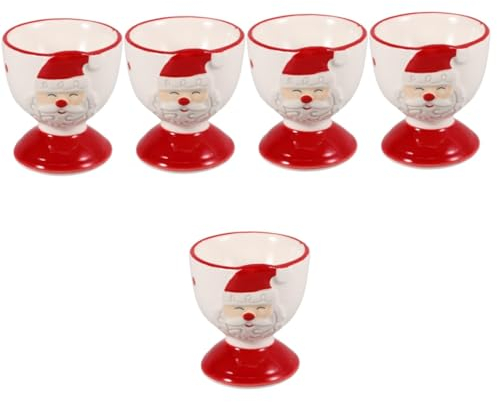 Mikinona 5stücke Santa Claus Keramischer Eierbecher Multifunktionaler Eierhalter Für Tischdekoration Für Weihnachten Als Servier Oder Schmuckständer Aus Hochwertiger Keramik Gefertigt