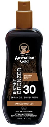 Australian Gold spf 30 spray gel con bronzer