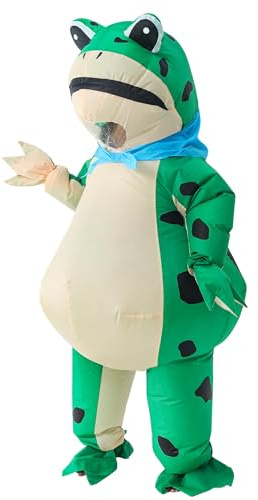 JOYBRO Disfraz Hinchable de Rana para Adultos, Divertido Traje de Rana Cuerpo Completo para Hombres y Mujeres, para Halloween, Navidad, Carnaval, Cosplay y Fiestas Temáticas, Talla Única 160–190 cm