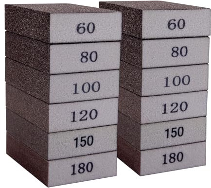 12pcs Sanding sponges,Sanding Blocks 6 Grits(60-80-100-120-150-180),Flexible Sanding Block for Metal,Sanding Blocks for Walls,Wood Sandpaper,Sandpaper for Wood,Hand Sanding Block,Sandpaper for Wood