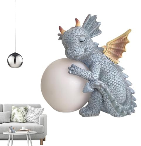 Dtaigou Gartendrachen-Figuren – schlafender Drache, Dinosaurier-Deko-Figuren, Kunstharz-Drache, Gartenskulptur, Dekoration für Garten, Hof, Rasen, Balkon und Zuhause
