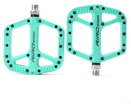 Hasaller Mountainbike-Pedale, Nylonfaser, Selaed-Lager, 9/16 Zoll, rutschfeste, flache Pedale, breite Plattform, Fahrradpedal für Rennrad, MTB, E-Bike (grün)