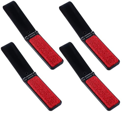 Tyqour 4 Stück Praktischer Staubpinsel, Wiederverwendbare Fusselbürste Tierhaarentferner Antistatische Kleiderbürste Reinigungsbürste, Schwarz Fusselbüirste Kleidung für Sofa Autos Stofftiere