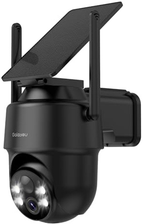 GALAYOU Überwachungskamera Aussen Akku Solar - 2K Kamera Überwachung Aussen Solar, WLAN Kamera Outdoor, PTZ, PIR Bewegungsmelder, Farbnachtsicht, Zwei-Wege-Audio, Schwarz
