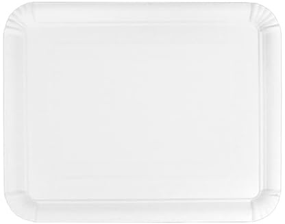 Monouso | 100 Bandeja de Cartón Blanca 22×28 cm | Rectangular Compacta | Resistente al Aceite y Calor | Ideal para Degustaciones y Catering | Pack de 100 Unidades