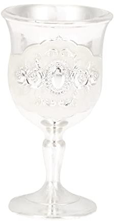 KICHOUSE Calice Di Vino Vintage in Lega Di Zinco Alimentare Con Incisioni Floreali Bicchiere Riutilizzabile e Infrangibile Per Party e Decorazione Retrò