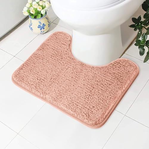 AUAUY Alfombra BañO con U Forma, Alfombrilla BañO Antideslizante, Extra Suave Microfibra Alfombra Ducha, Alfombra de BañO Lavable A MáQuina, Bathroom Mat para Inodoro, BañEra, Ducha (50X40cm)