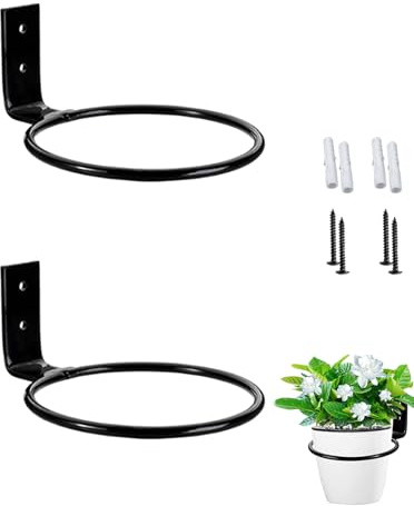 CTForest 2 PCS Wand Blumentopfhalter, Blumenampel Halterung Wand, Pflanzenhalter Wand Metall, für Blumentöpfe Garten Balkon Schwarz