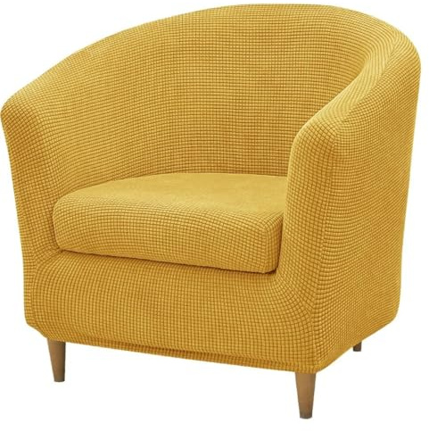 BUAOGDVG Stretch-Chaiselongue-Bezug, 2-teilige Sofabezüge, 1-Sitzer-Wannensesselbezug mit waschbarem Kissenbezug for Wohnzimmer(Jaune)