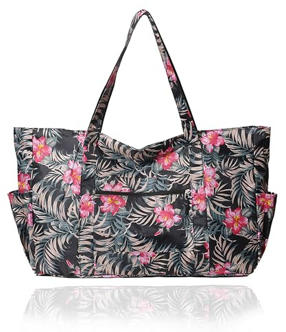 Thayakii Sac de voyage avec motif traditionnel d'Asie pour femme - 30 l - Sac de nuit renforcé - Étanche - Robuste - Bagage à main - Sac de sport, Noir , 30 l, Style bohème