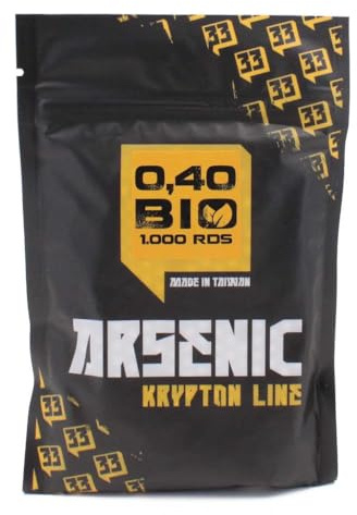 Bolsa de 1000 Bolas biodegradables de 0,40 g para Airsoft Marca Arsenic Krypton, 6 mm, Blancas, pulidas Evitar Atascos y residuos