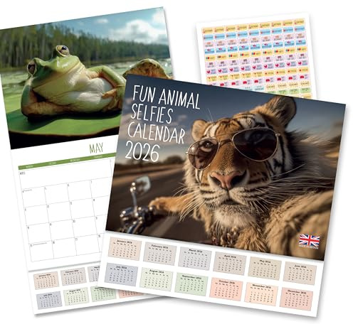 Calendar 2026 Uk - Animal Selfies 2026 Calendar UK. One Month to View. A3 when open. Wall Calendar 2026 by Absolutely Yours.
