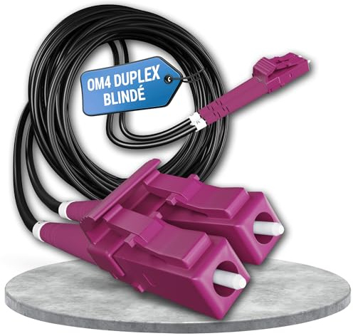 Conectra® - 20m Câble Fibre Optique Blindé OM4 Duplex Breakout LC/UPC, Jarretière Optique Multimode 50/125, LSZH Intérieur/Extérieur, Rallonge Fibre Armée Cordon Patch Câblage Réseau ⌀3mm Noire