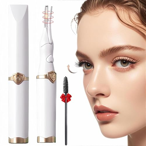 Heated Eyelash Curler - 2-in-1 Clip-Type Design, 3 Temperature Modes, USB Rechargeable Electric Eyelash Curler, Natural Curling 24H Long-Lasting Curl, Gift for Women, White-ED