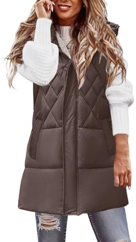 Genérico Chaleco Acolchado para Mujer Abrigo sin manga Otoño Invierno con capucha cálido de chaqueta acolchada talla grande Plumas Plumífero Ultralight