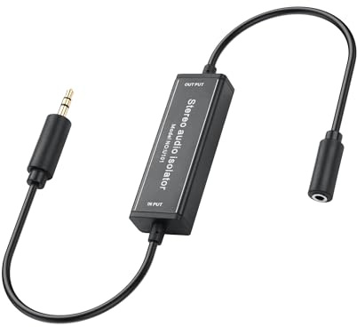 PNGKNYOCN 3.5mm Aux Ground Loop Isolator, Car Audio System Home Stereo Hum/Buzzig Noise Isolator Audio Noise Filter（30cm）