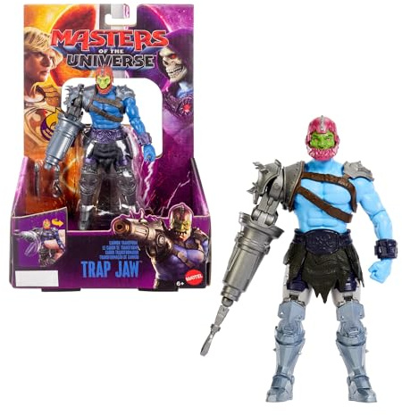 Masters of the Universe-actionfigur, kanonutrustad Trap Jaw, vrid-och-släpp-rörelse, 14 cm, 2026 års film, filmtrogen skurkleksak, JKJ03