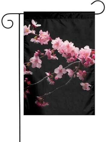 Panneau de cour de Noël imprimé fleurs de cerisier japonais 30,5 x 45,7 cm double face extérieur arbre de Noël drapeau décoratif