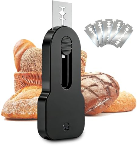 APODESS Bäckermesser, 2026 Neu Brotschneidewerkzeug Herausziehbar und Magnetisch Brotteigschneider Teigmesser Bäckermesser mit 5 Rasierklingen (Schwarz)
