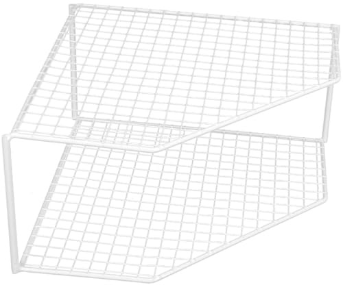 OSALADI Scaffale Angolare da Cucina in Ferro Verniciato, Doppio Ripiano Griglia Scolapiatti, Organizer per Pentole Domestiche e Padelle, Supporto Compatto per Angoli a 90°, per Cucina
