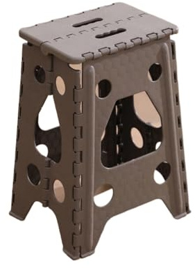 Generisch Tragbarer Klappstuhl for den Außenbereich, Kunststoffbank, klappbare kleine Bank, Angelbank, Strandstuhl, Beige(Brown 45.5cm)