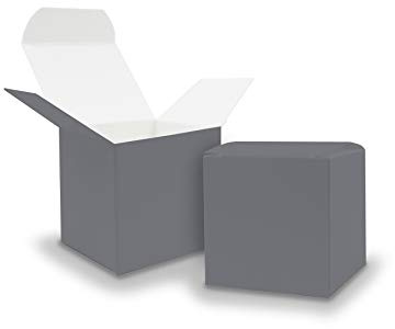 itenga 50x GeschenkSchachtel aus Karton zum Befüllen (Adventskalender Gastgeschenk, Hochzeit Taufe Geburt) (Würfel 5x5cm, grau)