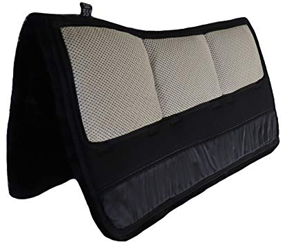 Engel Reitsport | AirTec Plus Lammfell Westernpad mit Funktionsgewebe AT-WPAD1-SCH-SCH Square wirbelsäulenfrei aufpolsterbar Schwarz/Schwarz