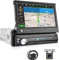 Podofo Autoradio 1 Din mit GPS Navi, Bluetooth RDS, 7 Zoll Bildschirm Ausfahrbarem Manuelle Android Autoradio Stereo mit WiFi FM/RDS Radio Spiegel-Link AUX-in + Rückfahrkamera