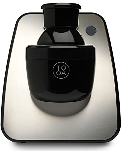 TooA Gelatiera Autorefrigerante Compatta, Macchina per GELATO ESPRESSO Monoporzione, Funziona Solo con Gelati TooA e App Dedicata, Gelato Italiano 100% Naturale Senza Conservanti, Nero/Inox