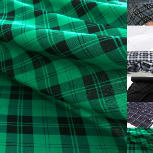 TOLKO Bomullstyg metervara | rutig flanell vintertyg skotskrutig | Kläder träarbetare skjorta pyjamas gardin mjuk varm borstad 150 cm bred för söm/dekoration (grön svart)