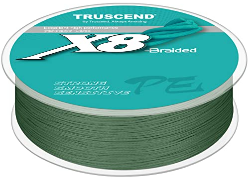 TRUSCEND Geflochtene Angelschnur 8fach, Angelzubehör Angelschnur geflochten glatt und ultradünn, PE Braided Fishing Lines, Angelsehne, Angel Schnur - 30lb/0.28mm/300yds