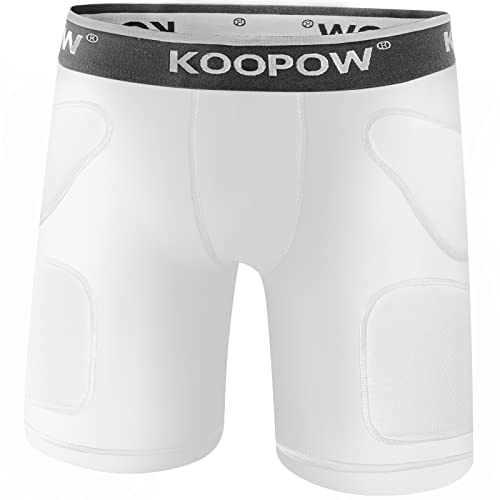 KOOPOW Skjutshorts för ungdomar pojkar vadderade skjutshorts med muggficka för baseball, fotboll, hockey, lacrosse