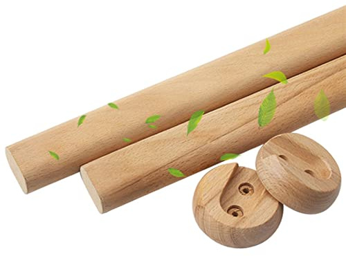 Kit ovale Kleiderschrankstange | Kleiderstange 1 Stück - Hölzern Schrank-Stange Schrankrohr | Länge 400-1200 mm | Stange für Garderobe und Nische (Color : Wood Color, Size : 50cm/19.6Inch)