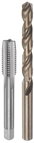 sourcing map Tap & Bit Sets, M12 x 1.75 H2 Straight Flute Machine Thread Milling Tap, 10.2mm M35 Cobalt High Speed Steel (HSS-CO) Twist Drill Bit