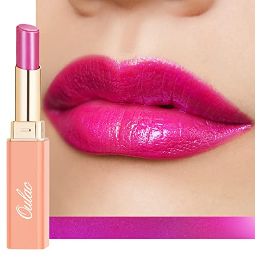 Oulac 2 in 1 Rossetto e Balsamo Labbra Viola, Succoso e Lucido, Effetto Idratante e Nutriente, Cura delle Labbra Secche e Screpolate, Vegan (S02) Ultra Violet