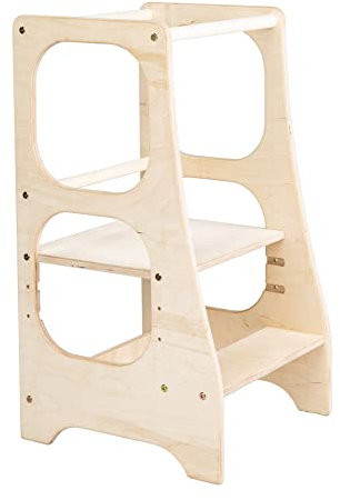 Sämann Lernturm Nature Steps für Kinder - Küchenturm Höhenverstellbar mit Kippschutz - Höchste Sicherheit - Montessori Küchenhelfer und Learning Tower - Lernturm ab 1 Jahr