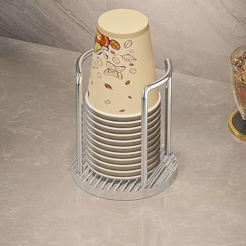 BBTISG Porta Tazze Da Caffè In Carta Usa E Getta Con Base Stabile Dispenser Di Tazze Usa E Getta In Plastica Per Piani Di Lavoro Della Cucina, Casa, Bar, Caffetteria (Argento)