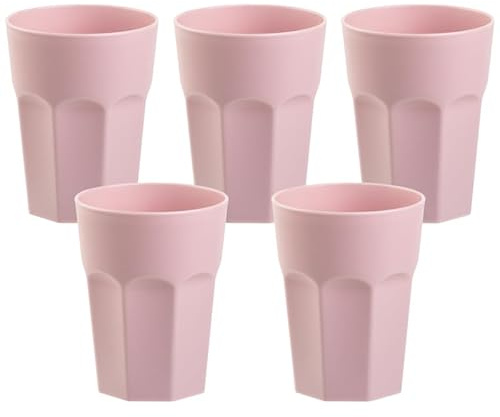 ENGELLAND - 5 bicchieri di plastica, colore rosa, pastello, 400 ml, resistente alla rottura, impilabili, riutilizzabili, in plastica, riutilizzabili, per feste, bicchiere da bere